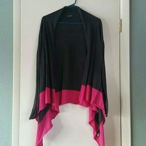 Color block open sweater